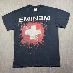 Eminem Shirt Mens Medium Black Cross Graphic Rap Hip Hop Tee Gildan Heavy Cotton